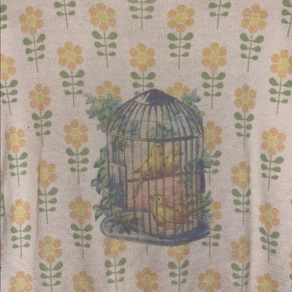 Vintage Bird and Flower Cardigan Sweater - Picture 5 of 8